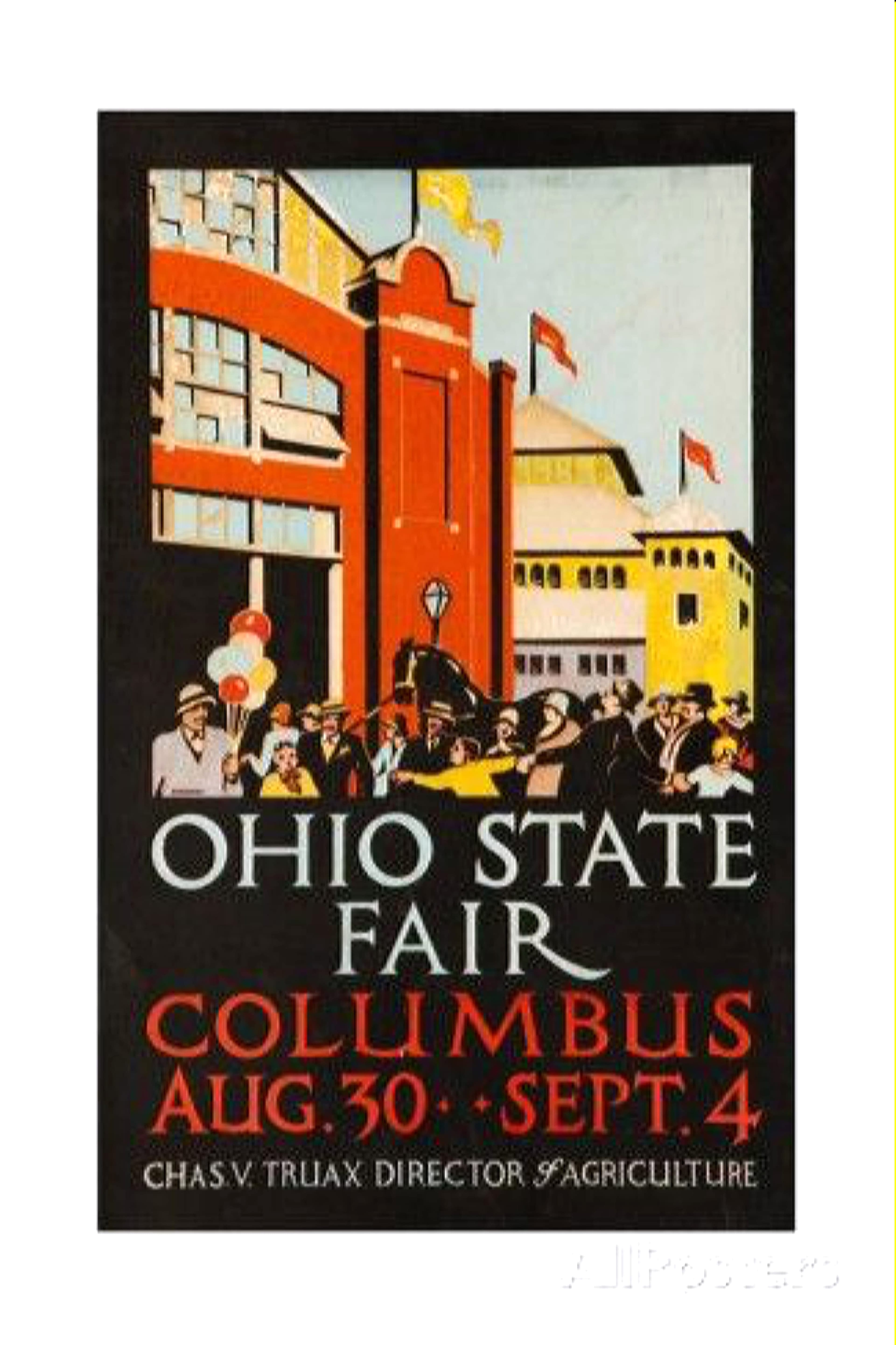Ohio State Fair, Columbus Midway Crowd Poster, 1930s