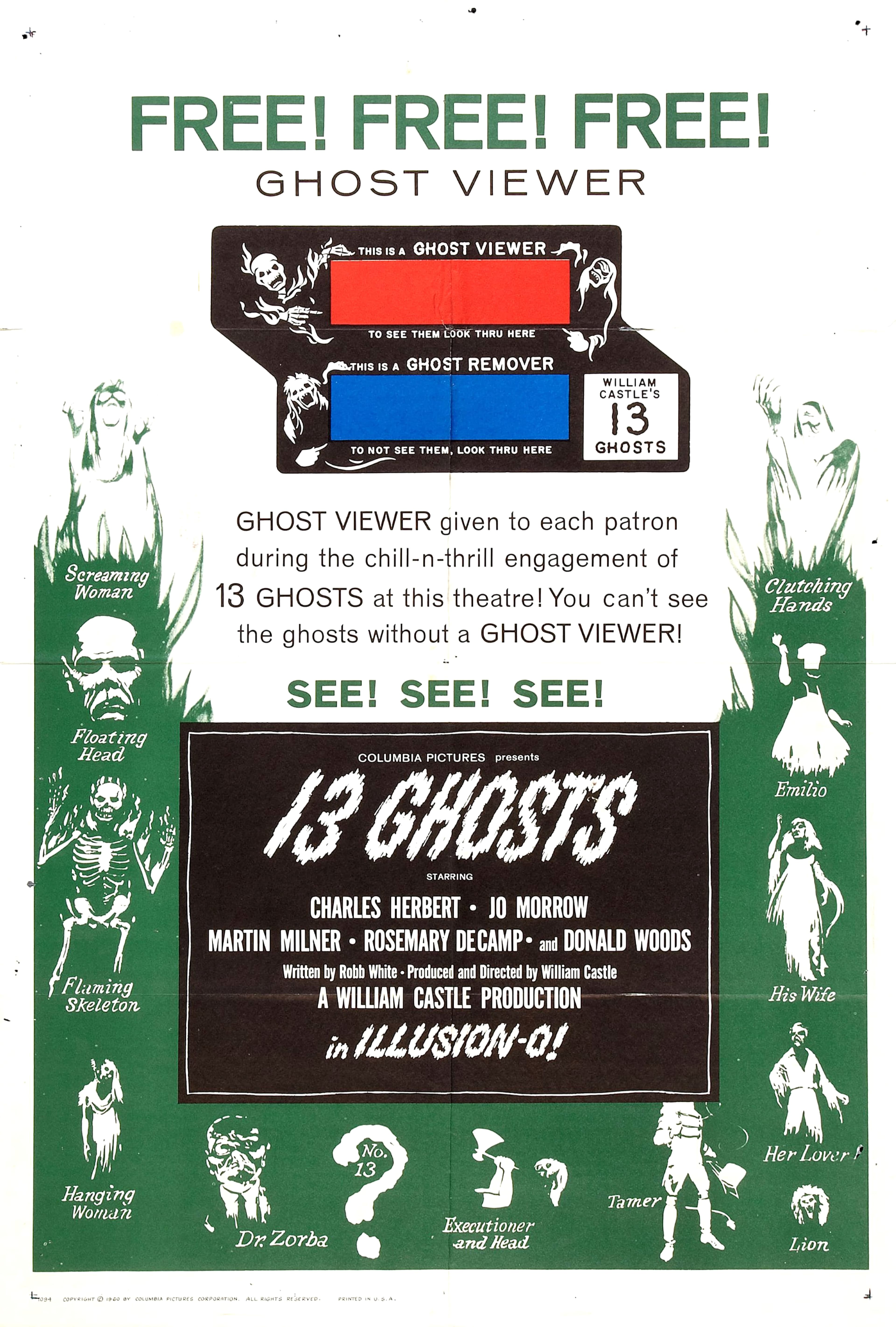 13 Ghosts, William Castle’s Gimmick Horror with Ghost Viewer, 1960